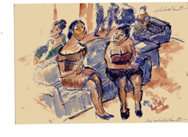 Painting titled "012 - Mulheres da n…" by Luiz Carlos De Andrade Lima, Original Artwork, Watercolor