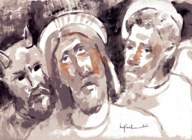 Painting titled "014 - Cristo" by Luiz Carlos De Andrade Lima, Original Artwork, Watercolor