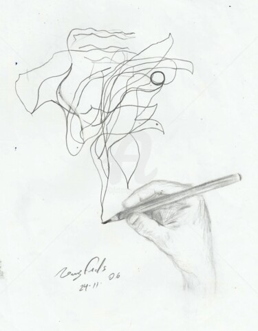 Desenho intitulada "peixe,pássaro,água…" por Luiz Fads, Obras de arte originais