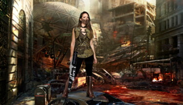 Photographie intitulée "cyberpunk warrior g…" par Luiz Henrique Mendes, Œuvre d'art originale, Photographie manipulée