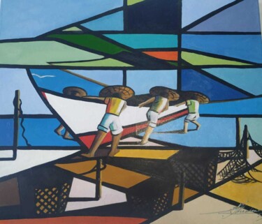 Painting titled "Vamos ao mar" by Luiz José Teodoro, Original Artwork, Oil