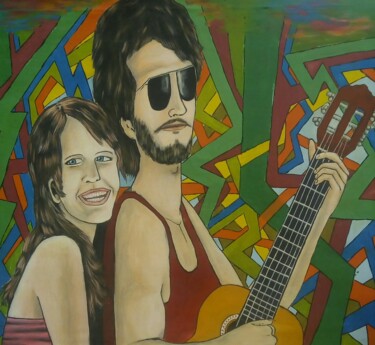 Painting titled "Casal feliz" by Luiz Mendes, Original Artwork