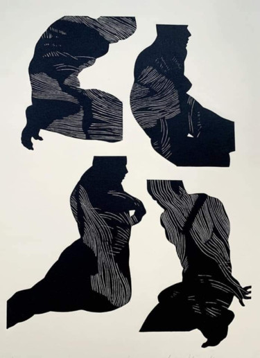 Εκτυπώσεις & Χαρακτικά με τίτλο "Ślady" από Luiza Kasprzyk, Αυθεντικά έργα τέχνης, Χαρακτικά σε λινόλαιο