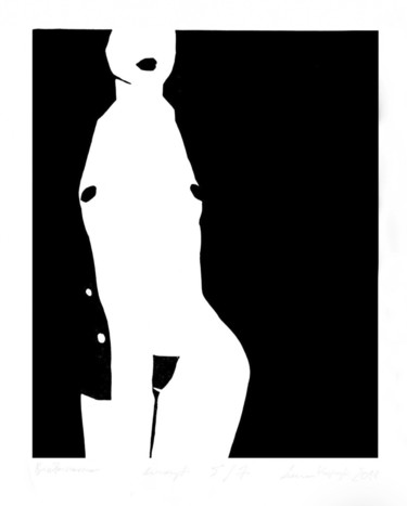 Druckgrafik mit dem Titel "Biało czarna" von Luiza Kasprzyk, Original-Kunstwerk, Linoldrucke