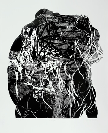 Druckgrafik mit dem Titel "Foam of dream" von Luiza Kasprzyk, Original-Kunstwerk, Linoldrucke