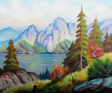 Painting titled "008 BARDESEE LAKE B…" by Luiz Couto Junior, Original Artwork, Oil