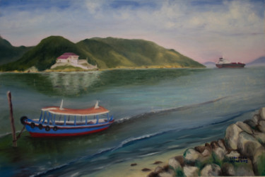 Painting titled "013 BARRA DE SANTOS" by Luiz Couto Junior, Original Artwork, Oil