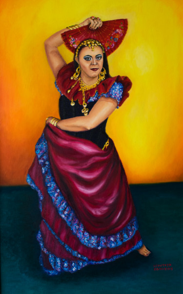 Painting titled "014 GITANA PALOMA" by Luiz Couto Junior, Original Artwork, Oil