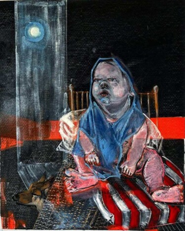 Картина под названием "Eisenbett" - Luka Jankhoteli, Подлинное произведение искусства, Масло