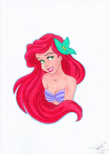 Drawing titled "Ariel" by Luka Skore, Original Artwork, Conté