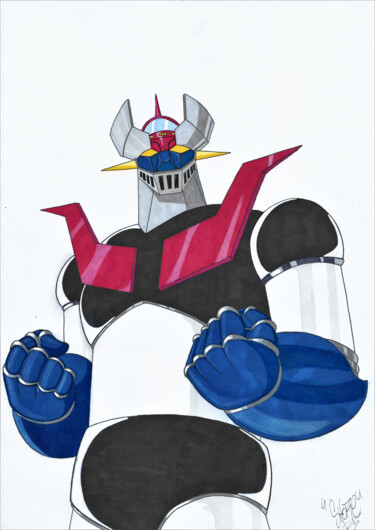 Drawing titled "Il grande mazinga" by Luka Skore, Original Artwork, Marker