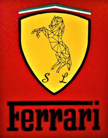 Malerei mit dem Titel "Geometrik Ferrari" von Luka Skore, Original-Kunstwerk, Sprühfarbe