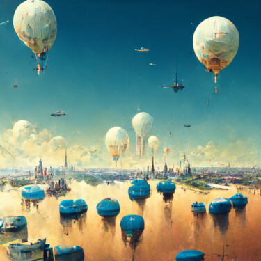 Arts numériques intitulée "Die Fliegende Stadt…" par Lukas Kruschenski (Lasimov), Œuvre d'art originale, Image générée par l…