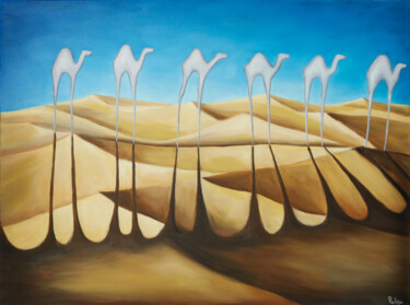 Painting titled "Caravan of clouds" by Lukas Pavlisin, Original Artwork, Oil Mounted on Wood Stretcher frame