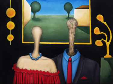 Painting titled "Posh" by Lukas Pavlisin, Original Artwork, Oil Mounted on Wood Stretcher frame