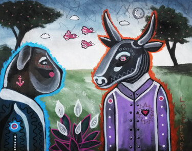 Картина под названием "Bull&dog" - Lukas Pavlisin, Подлинное произведение искусства, Акрил