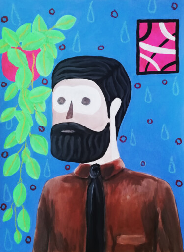 Painting titled "Man with tie" by Lukas Pavlisin, Original Artwork, Acrylic