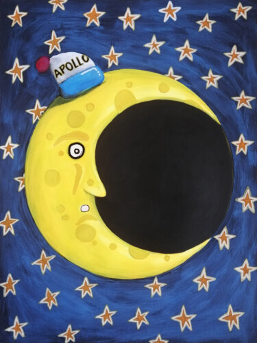 Malerei mit dem Titel "Apollo moon" von Lukas Pavlisin, Original-Kunstwerk, Acryl