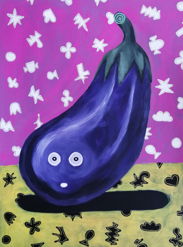 Ζωγραφική με τίτλο "Eggplant" από Lukas Pavlisin, Αυθεντικά έργα τέχνης, Ακρυλικό