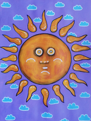 Schilderij getiteld "Fat sun" door Lukas Pavlisin, Origineel Kunstwerk, Acryl