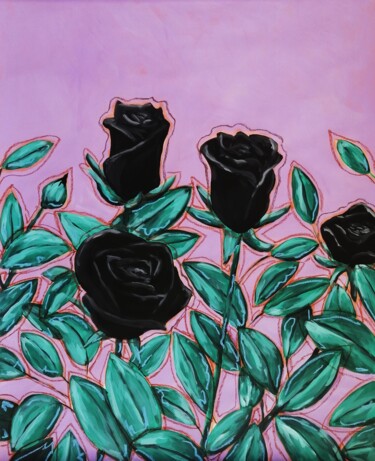 Peinture intitulée "Black roses" par Lukas Pavlisin, Œuvre d'art originale, Acrylique