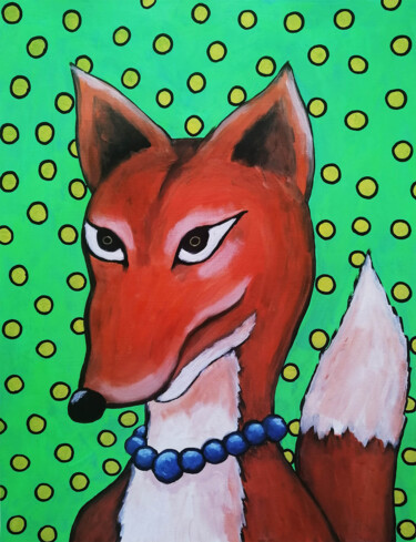 Schilderij getiteld "Lady fox" door Lukas Pavlisin, Origineel Kunstwerk, Acryl
