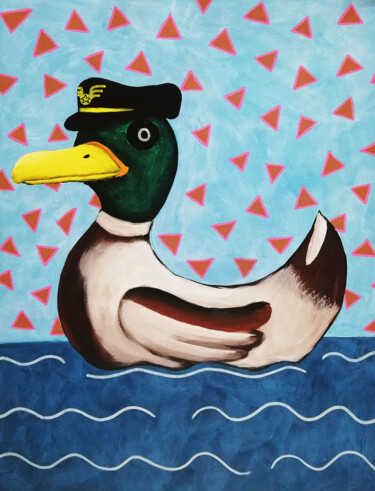Peinture intitulée "Capt. Duck" par Lukas Pavlisin, Œuvre d'art originale, Acrylique