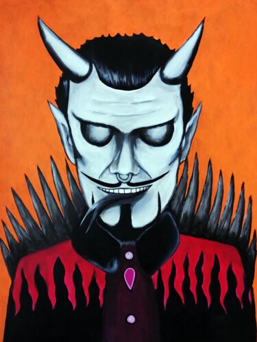 Malerei mit dem Titel "Lord of Hellfire" von Lukas Pavlisin, Original-Kunstwerk, Acryl