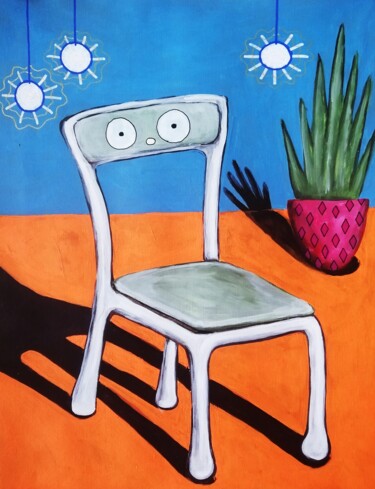 Painting titled "Weird Chair" by Lukas Pavlisin, Original Artwork, Acrylic