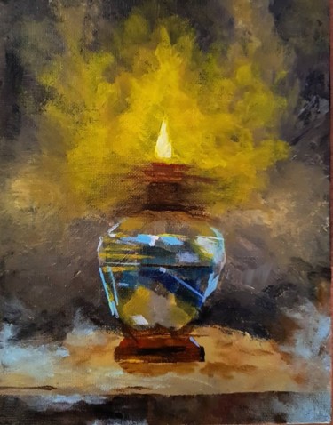 Malerei mit dem Titel "Oil lamp" von Lukas Adami, Original-Kunstwerk, Acryl