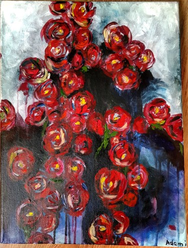 Peinture intitulée "Abstract Roses" par Lukas Adami, Œuvre d'art originale, Acrylique