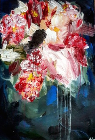 Peinture intitulée "Abstract flower" par Lukas Adami, Œuvre d'art originale, Acrylique