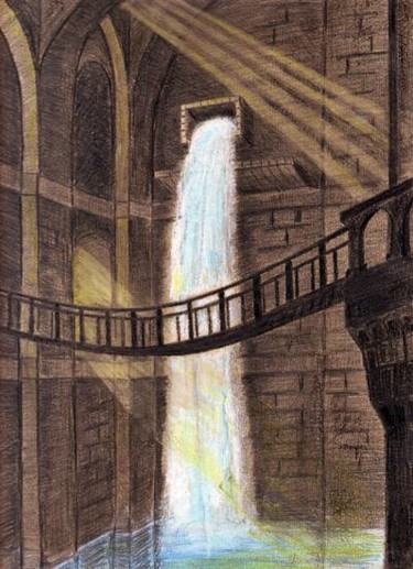 Rysunek zatytułowany „wodospad.jpg” autorstwa Lucart, Oryginalna praca, Pastel