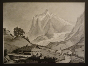 Rysunek zatytułowany „Góry” autorstwa Lucart, Oryginalna praca, Ołówek
