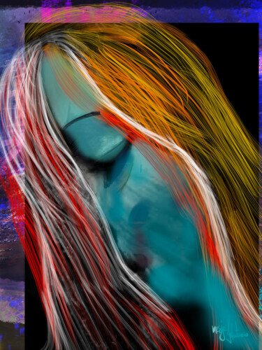 Цифровое искусство под названием "The blue Girl portr…" - Łukasz Wołąsiewicz, Подлинное произведение искусства, Цифровая жив…