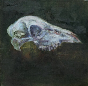 Painting titled "Small deer skull st…" by Luke Morgan, Original Artwork, Oil