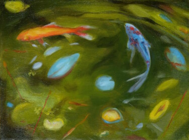 Malerei mit dem Titel "Pond life" von Luke Morgan, Original-Kunstwerk, Öl