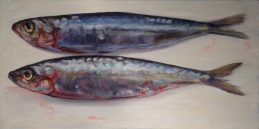 Malerei mit dem Titel "Sardines" von Luke Morgan, Original-Kunstwerk, Öl