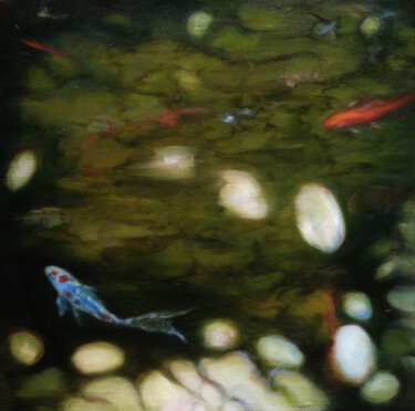 Pintura titulada "Pond Universe" por Luke Morgan, Obra de arte original, Oleo