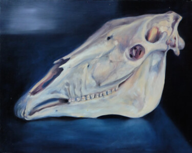 Peinture intitulée "Horse skull with bu…" par Luke Morgan, Œuvre d'art originale, Huile