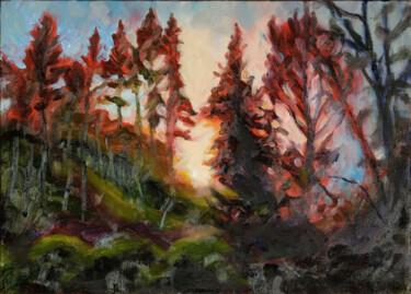 Pintura intitulada "Sunset in La vallée…" por Luke Morgan, Obras de arte originais, Óleo