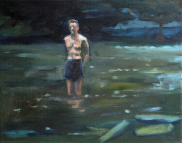 Painting titled "In the river. Isola…" by Luke Morgan, Original Artwork, Oil