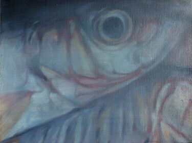 Pintura intitulada "Fish detail" por Luke Morgan, Obras de arte originais, Óleo