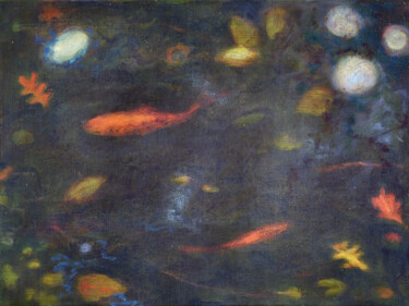 Картина под названием "The pond between Fa…" - Luke Morgan, Подлинное произведение искусства, Масло