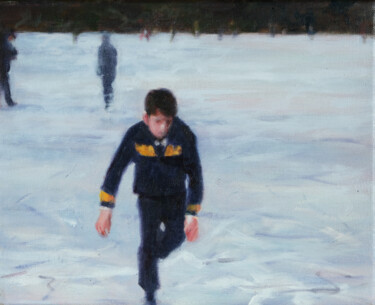 Peinture intitulée "Ice Staking on froz…" par Luke Morgan, Œuvre d'art originale, Huile