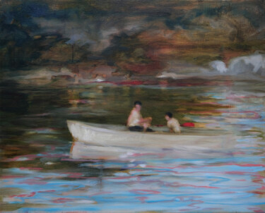 Peinture intitulée "The lake" par Luke Morgan, Œuvre d'art originale, Huile