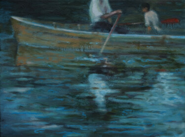 Ζωγραφική με τίτλο "study for rowing bo…" από Luke Morgan, Αυθεντικά έργα τέχνης, Λάδι