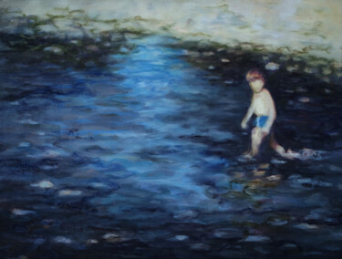 Malerei mit dem Titel "River walker" von Luke Morgan, Original-Kunstwerk, Öl
