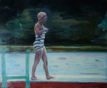 Peinture intitulée "Swimmer" par Luke Morgan, Œuvre d'art originale, Huile