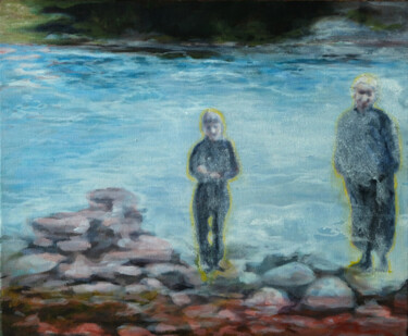 Malerei mit dem Titel "Two figures" von Luke Morgan, Original-Kunstwerk, Öl